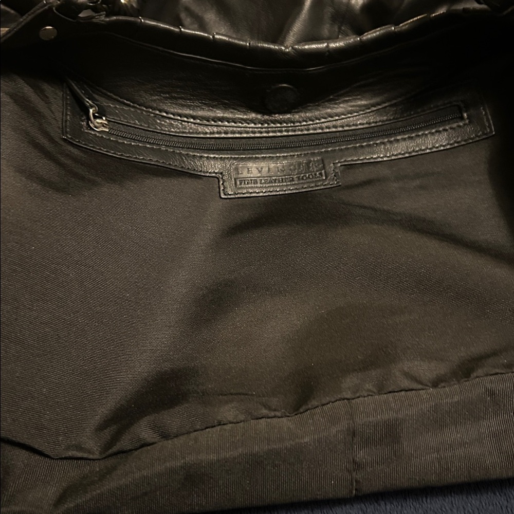 Levenger Black Leather Shoulder Bag with Chain-Accent Straps - Picture 7 of 8